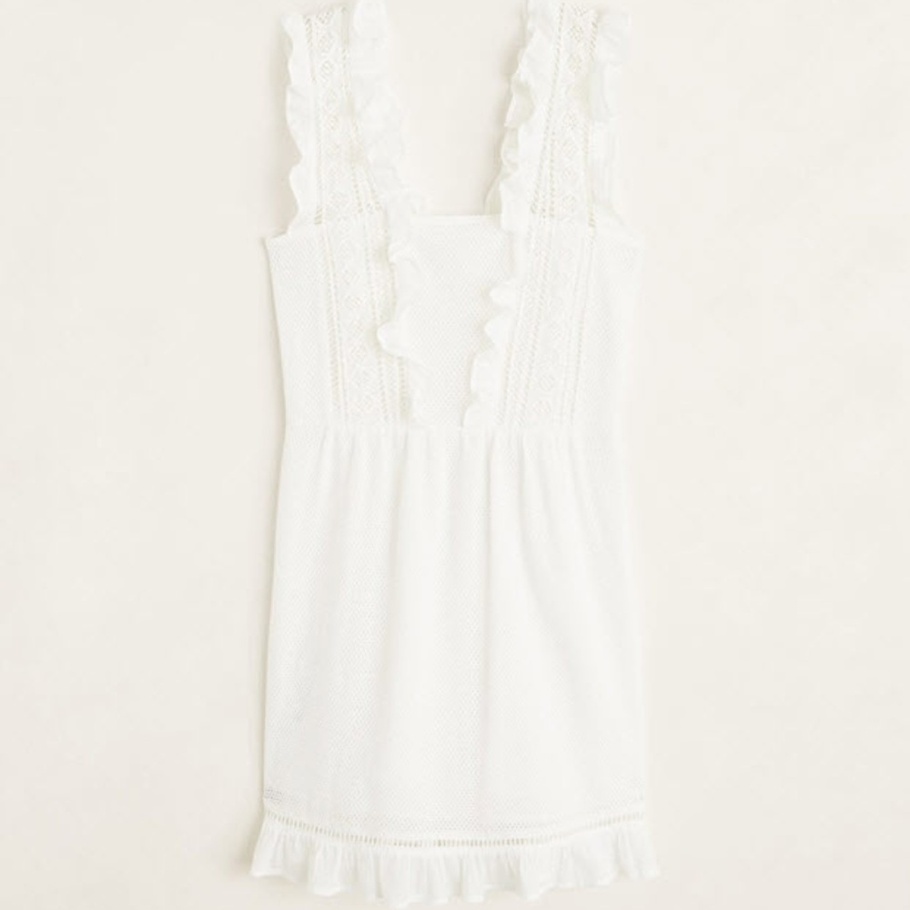 Short ruffled dress - white